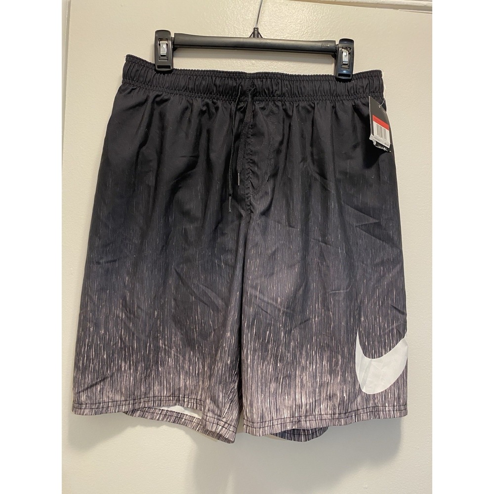 MENS NIKE BOARD SHORTS jorts BLACK GREY WHITE lined SIZE L